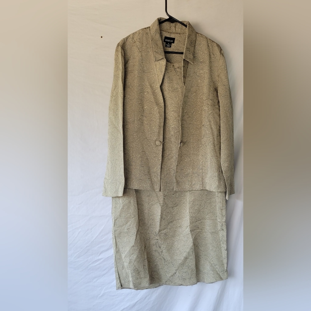 Leslie fay dress with jacket olive color size 18